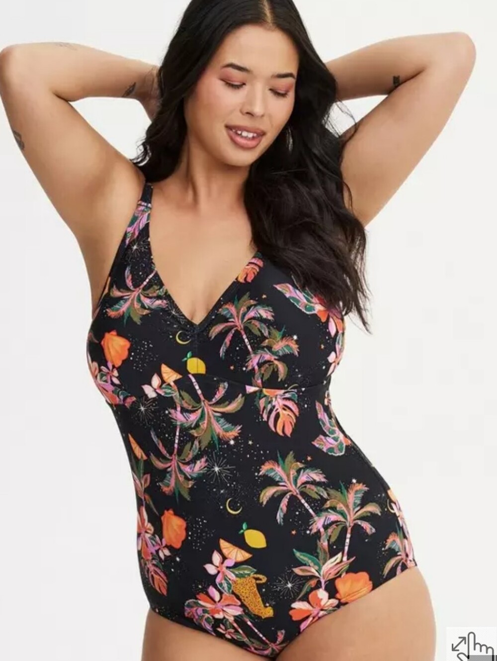 Torrid Twilight Tropics Deep V Swimsuit 1x NWT